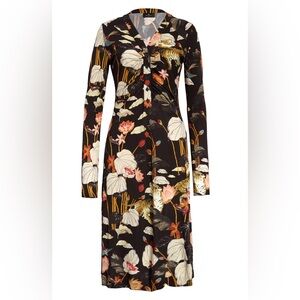Etro Elba Floral Long Sleeve Jersey Midi Dress in Black, Size 8 US / 44 IT